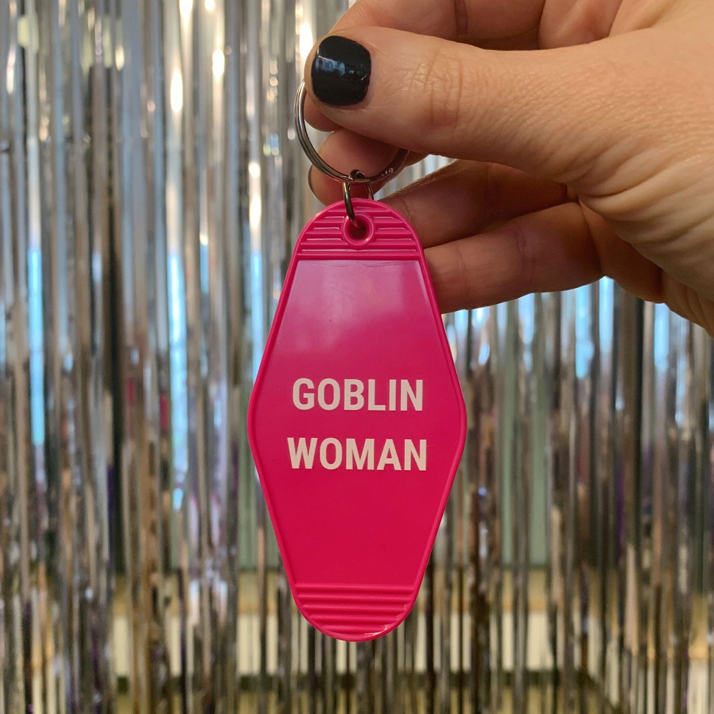 Goblin Woman Motel Style Keychain in Fuchsia Pink