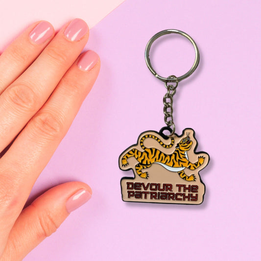 Devour the Patriarchy🩸 🐅 Feminist Enamel Keychain