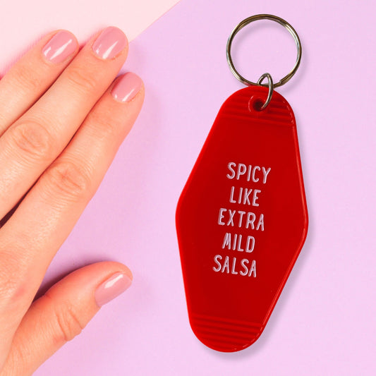 Spicy Like Extra Mild Salsa Motel Style Keychain in Red