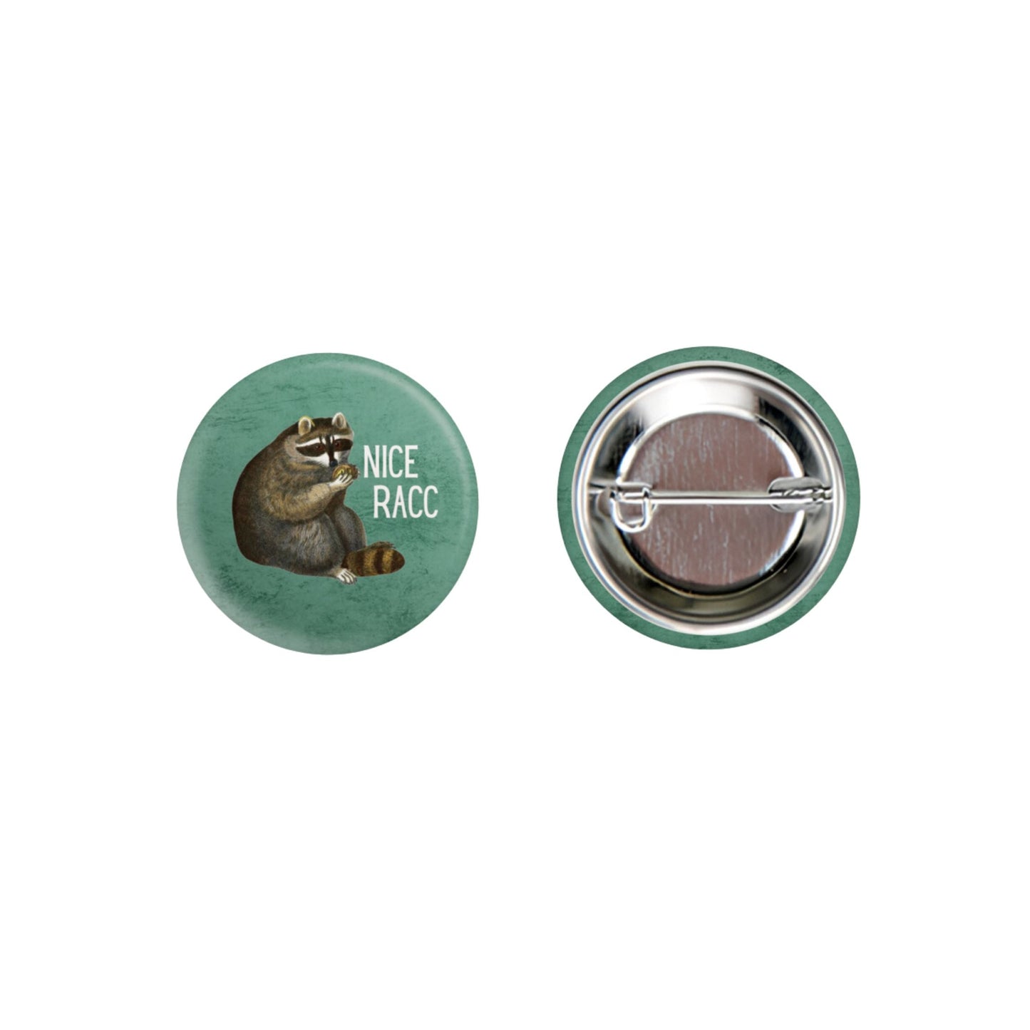 Nice Racc Vintage Raccoon Illustration Pun 1.25" Button Pin | Pinback Button Badge