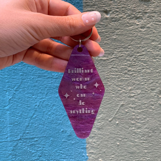 Brilliant Woman Who Can Do Anything Purple Marble Keychain