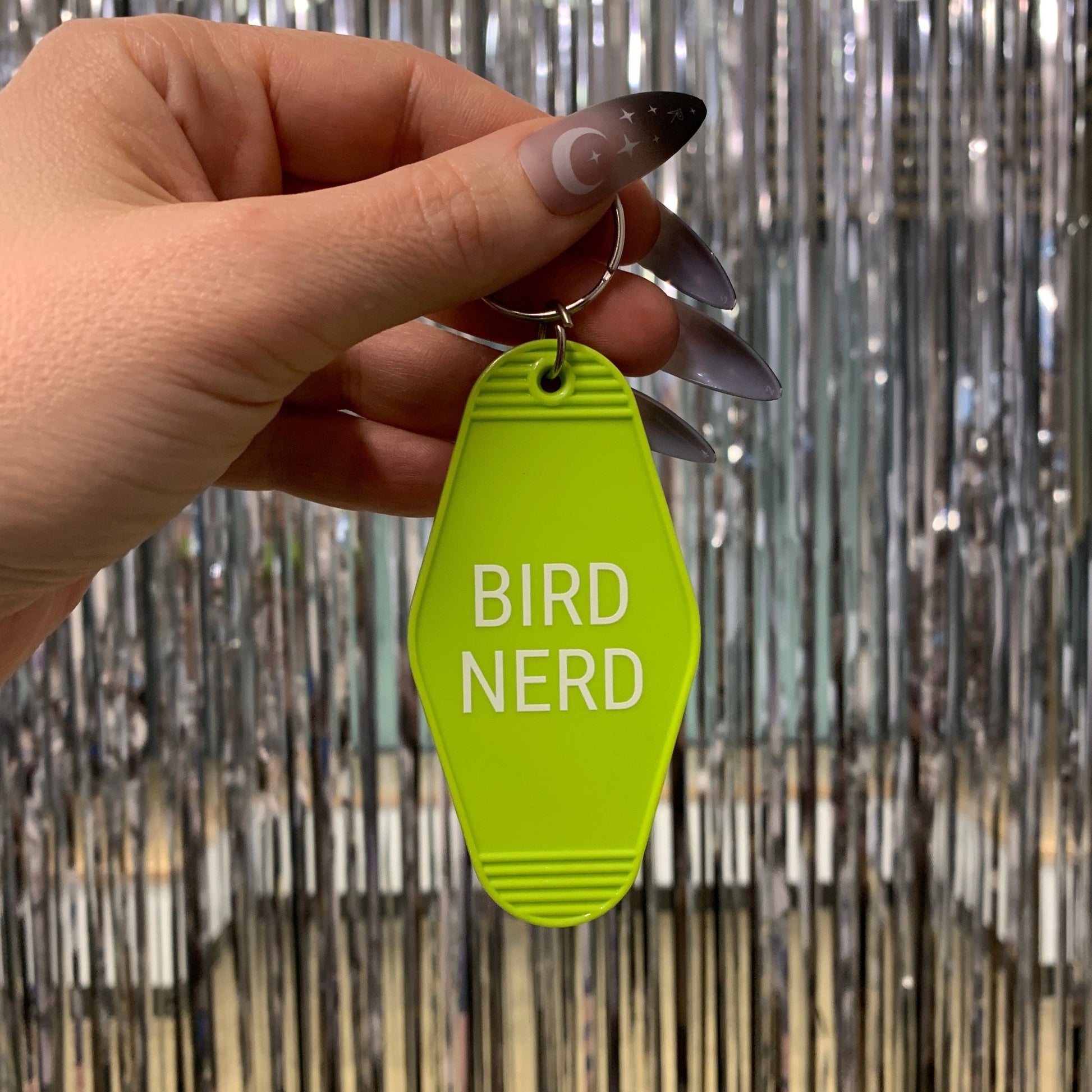 Bird Nerd Motel Style Keychain in Lime Green