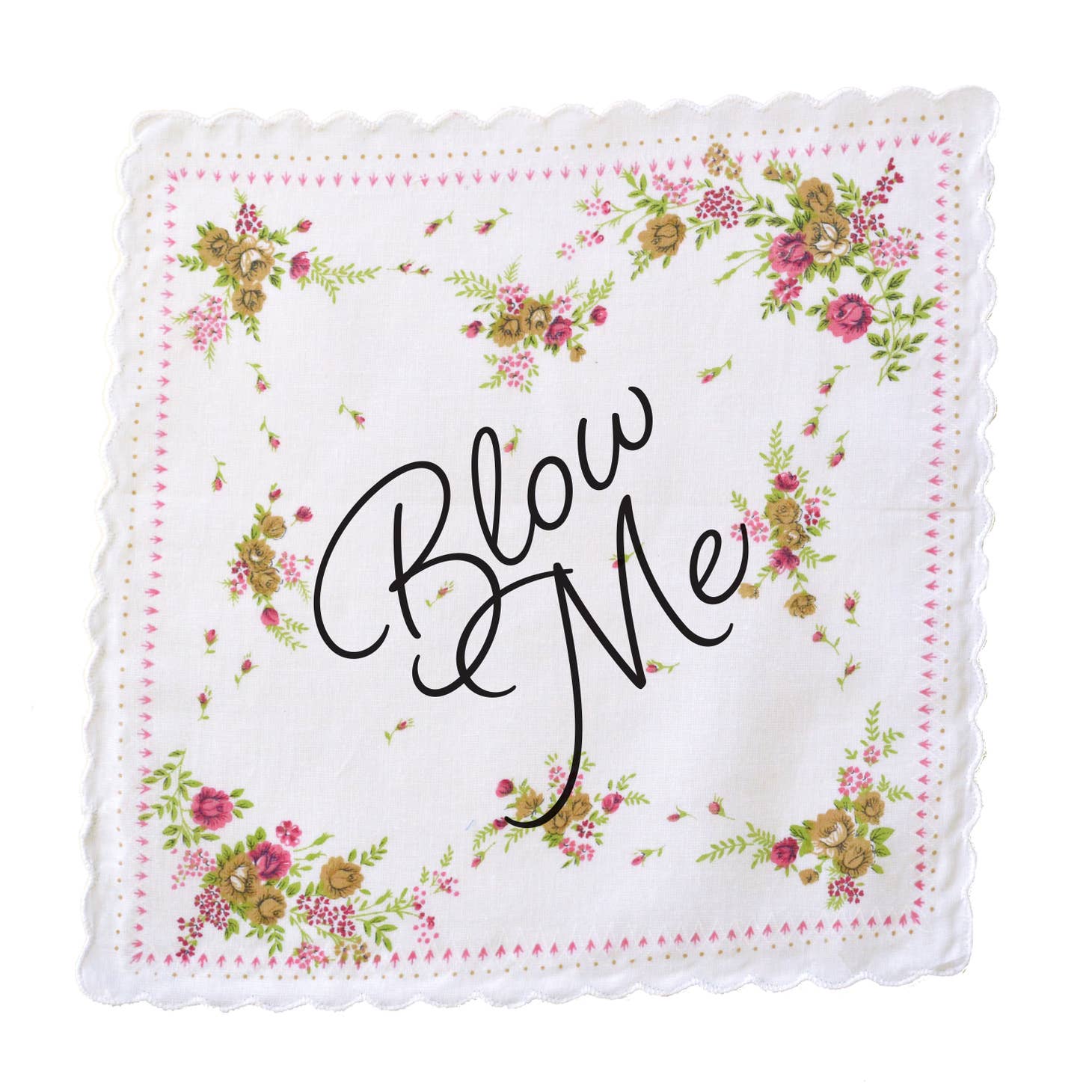 Blow Me Retro Floral Print Cotton Handkerchief