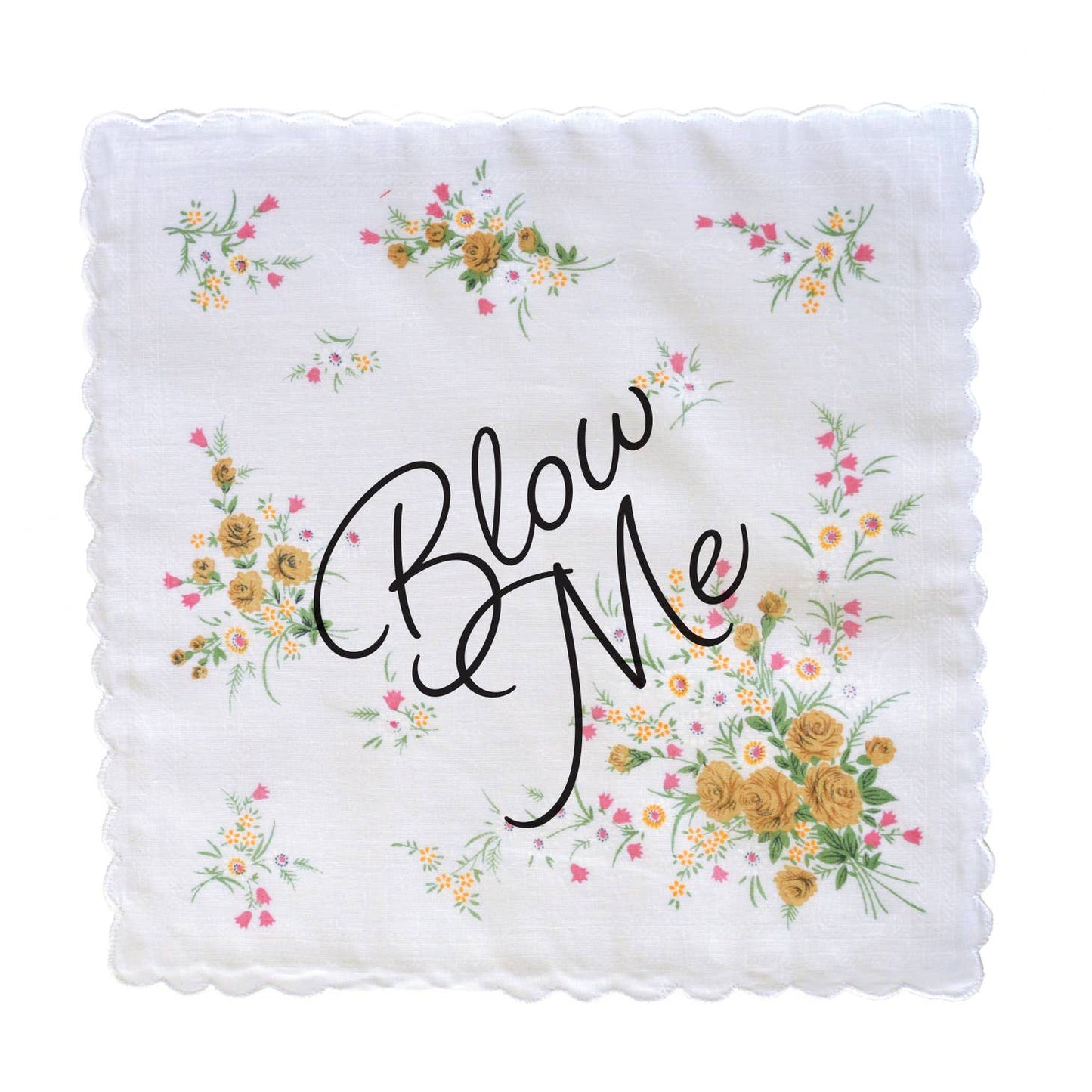 Blow Me Retro Floral Print Cotton Handkerchief