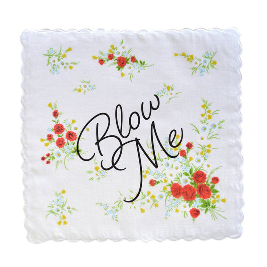 Blow Me Retro Floral Print Cotton Handkerchief