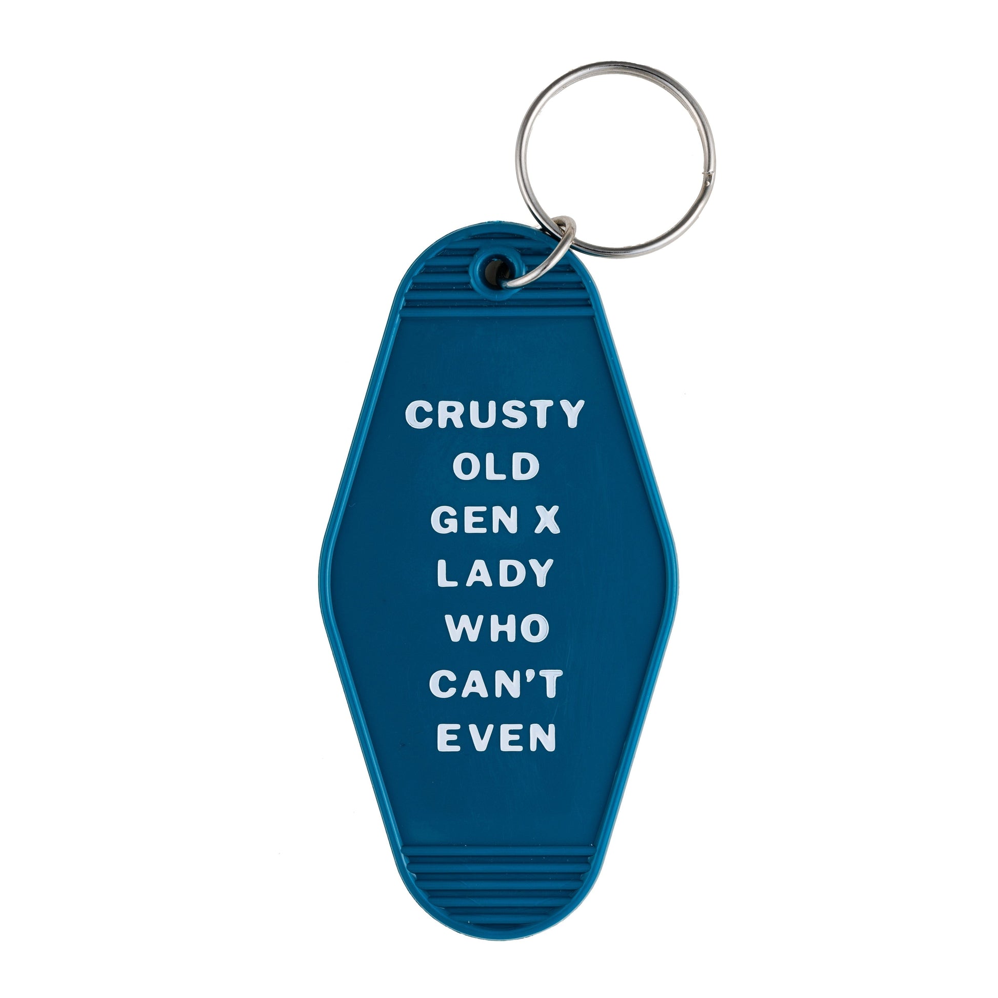 Crusty Old Gen X Lady Who Can't Even Motel Keychain in Blue