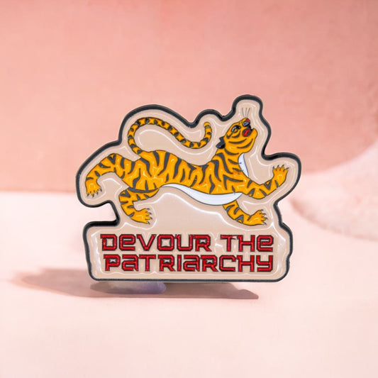 Devour the Patriarchy Feminist Tiger Enamel Pin, Lapel Pin