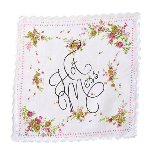 Hot Mess Retro Floral Print Cotton Handkerchief