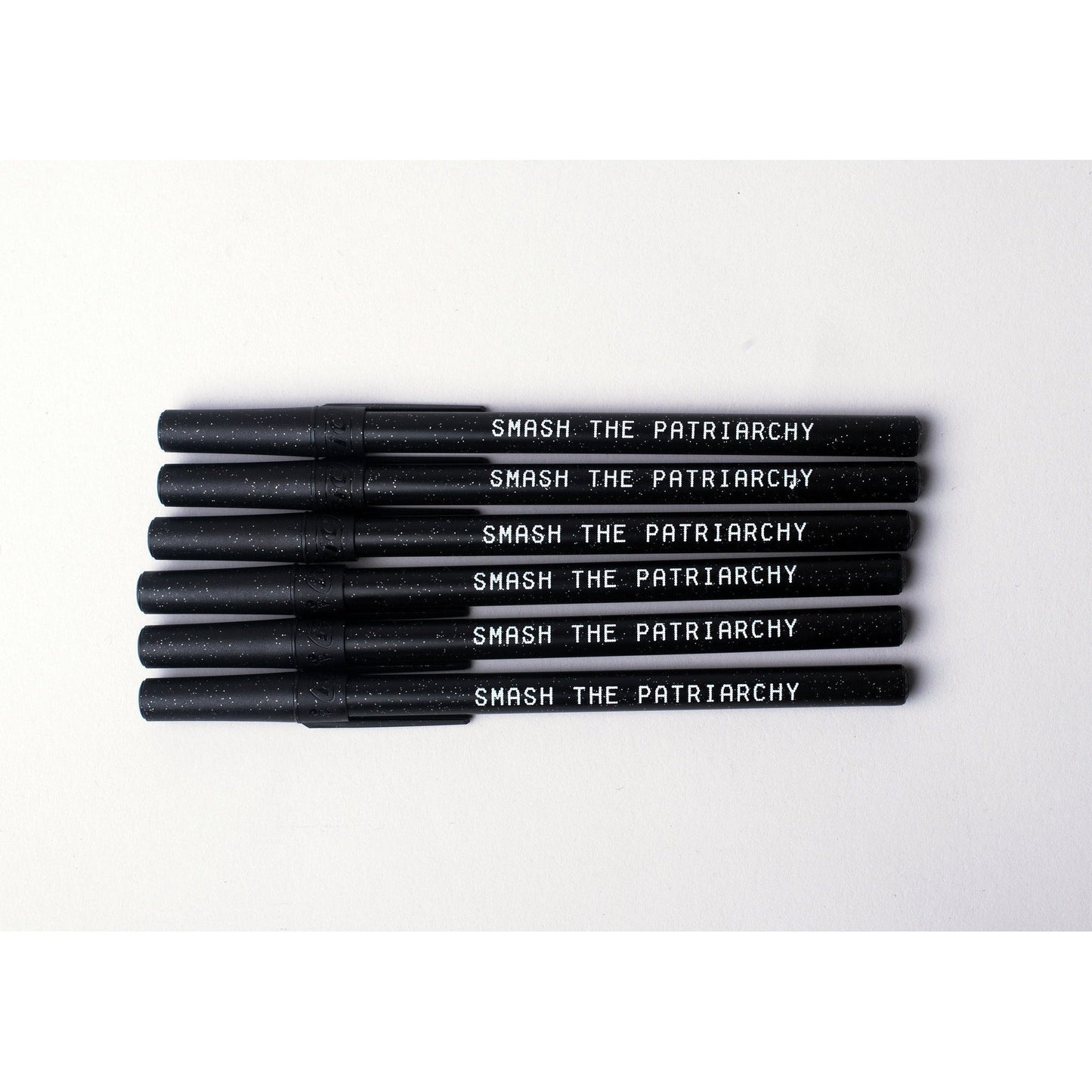 Smash the Patriarchy 6 Pens Black Sparkle Pen Pack