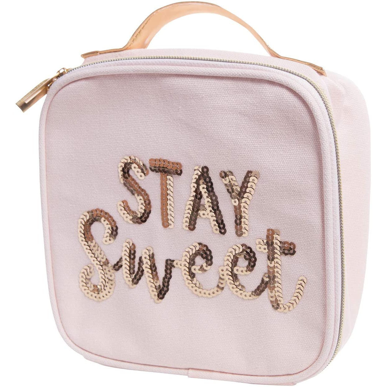 Stay Sweet Pink Combo Lunch Set | Sequin Embellished Lunch Bag and 6.25" Square Food Container