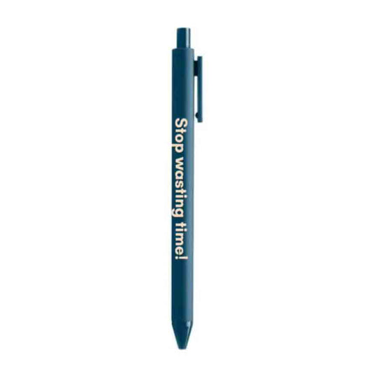 Stop Wasting Time Pen 💡 | Individual Gel Click Pen in Matte Navy